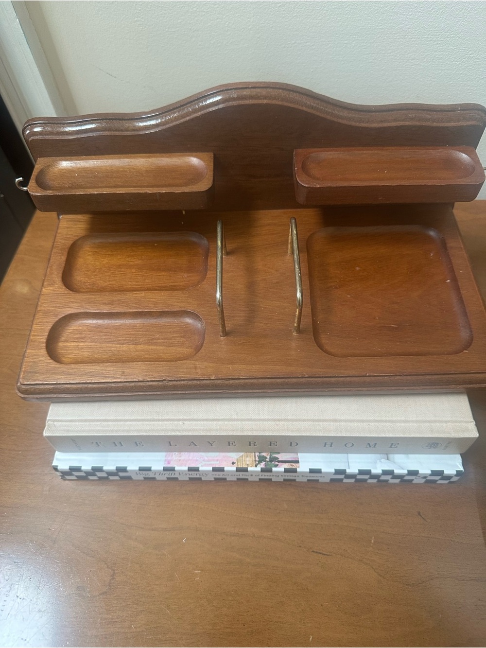 Vintage Centurian Walnut Mens’s Dresser Valet Tray from the 1969’s